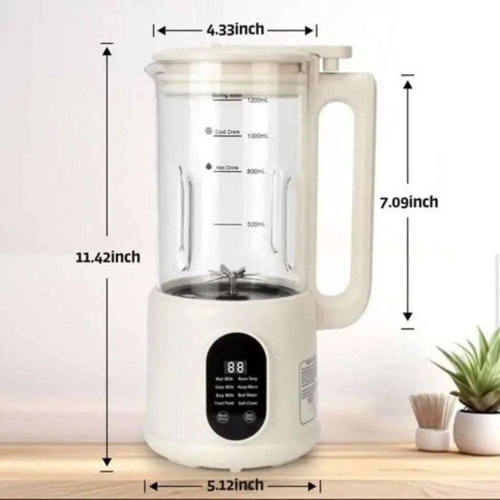 Automatic Soybean Milk Maker 8 in 1 40oz Plant Based Drink Maker Keep Warm